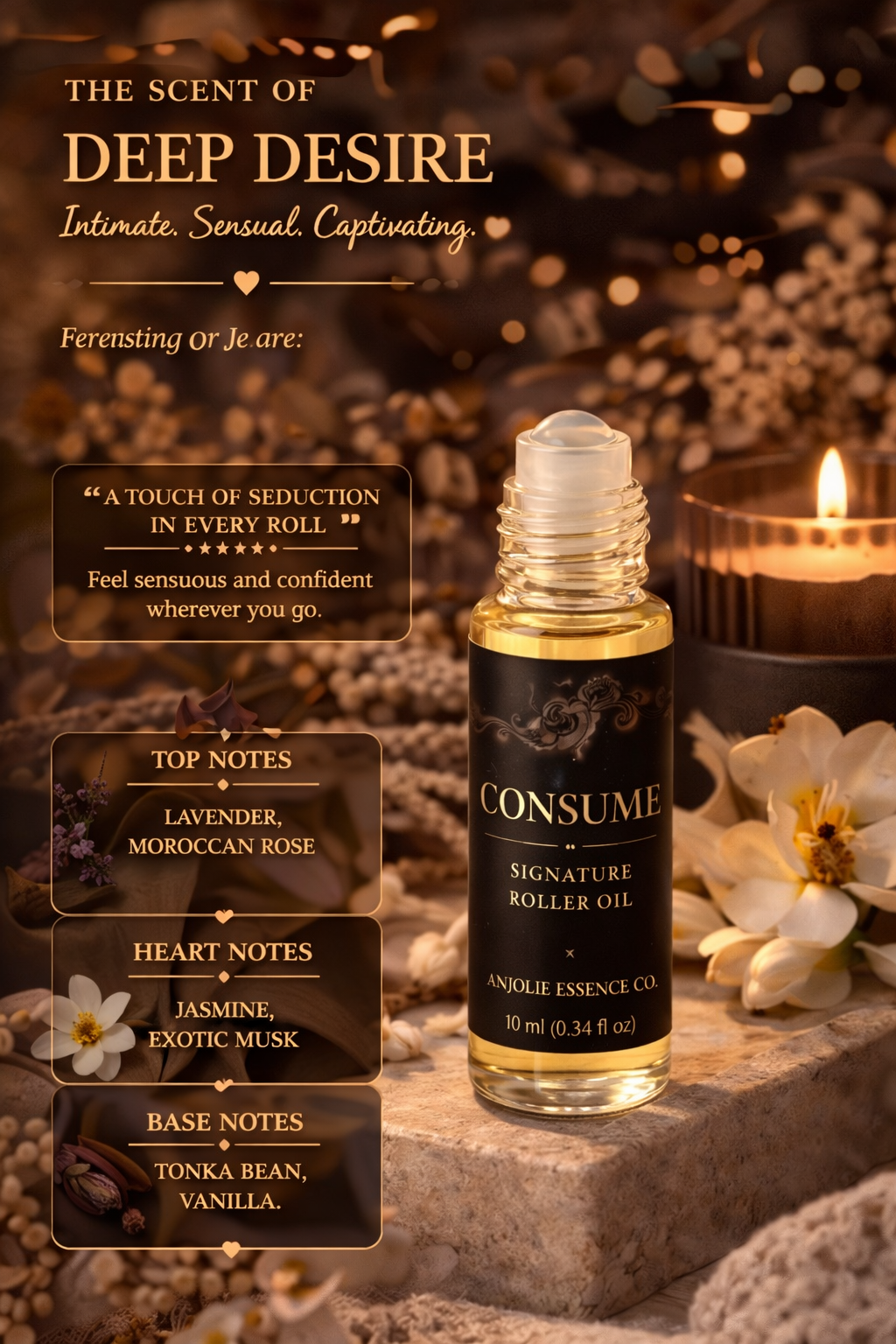 Consume Signature Body Oil Roller Deep Warm Aroma That Lingers Long And Evolves With Your Body Chemistry by Anjolie's Essence Co.
