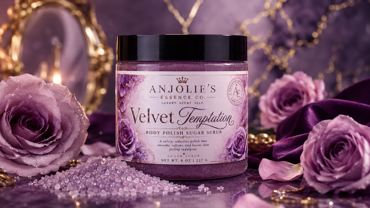 Velvet Temptation Sugar Scrub Body Polish Warm Vanilla Floral 8 oz by Anjolie's Essence Co.