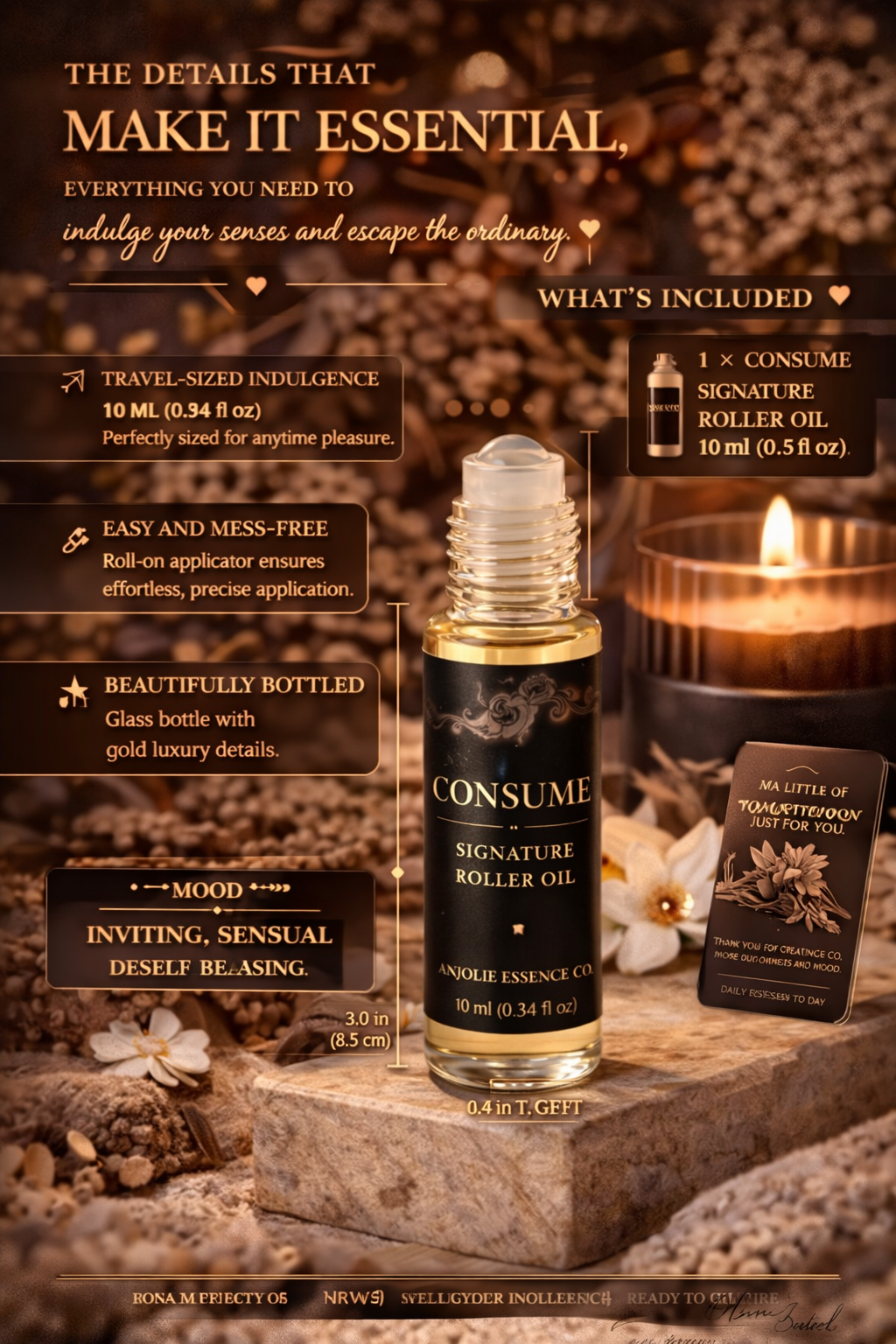 Consume Signature Body Oil Roller Deep Warm Aroma That Lingers Long And Evolves With Your Body Chemistry by Anjolie's Essence Co.