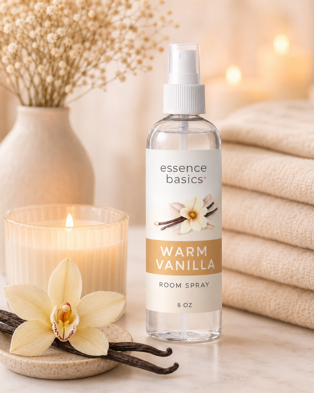 Warm Vanilla Room and Linen Spray Home Fragrance Fabric Mist 8 Oz by Anjolie's Essence Co.
