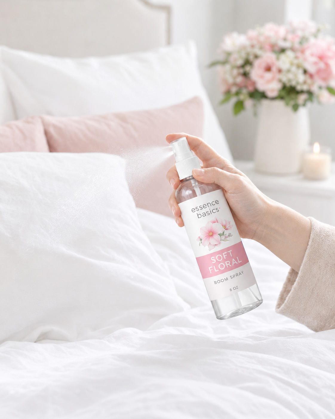 Soft Floral Room and Linen Spray 8 Oz Fresh Fabric Mist for Home by Anjolie's Essence Co.