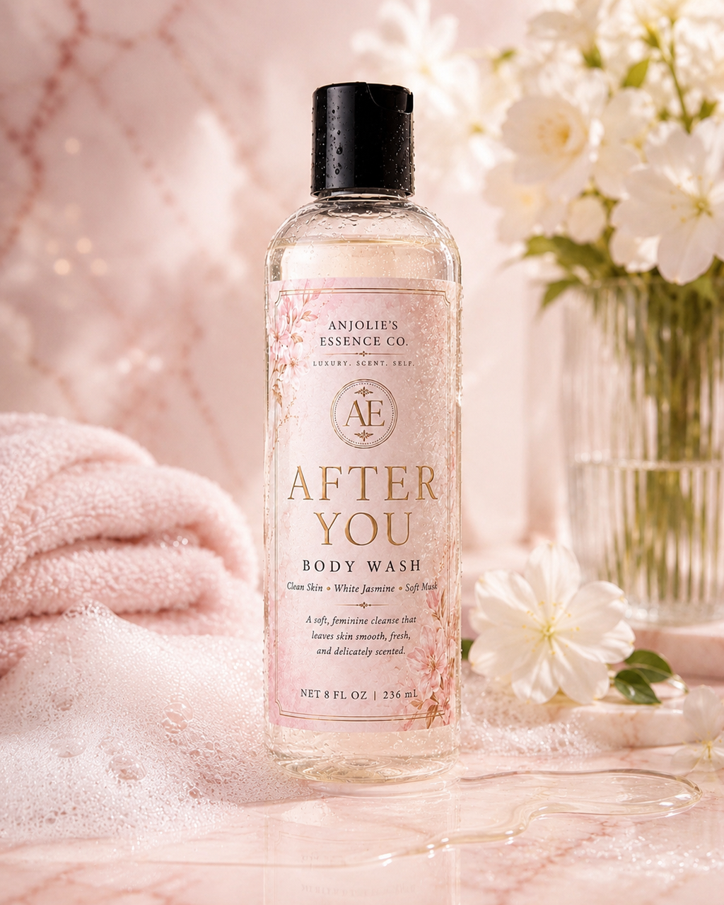 After You Body Wash 8 Oz Soft Floral Musk Shower Gel With Jasmine by Anjolie's Essence Co.