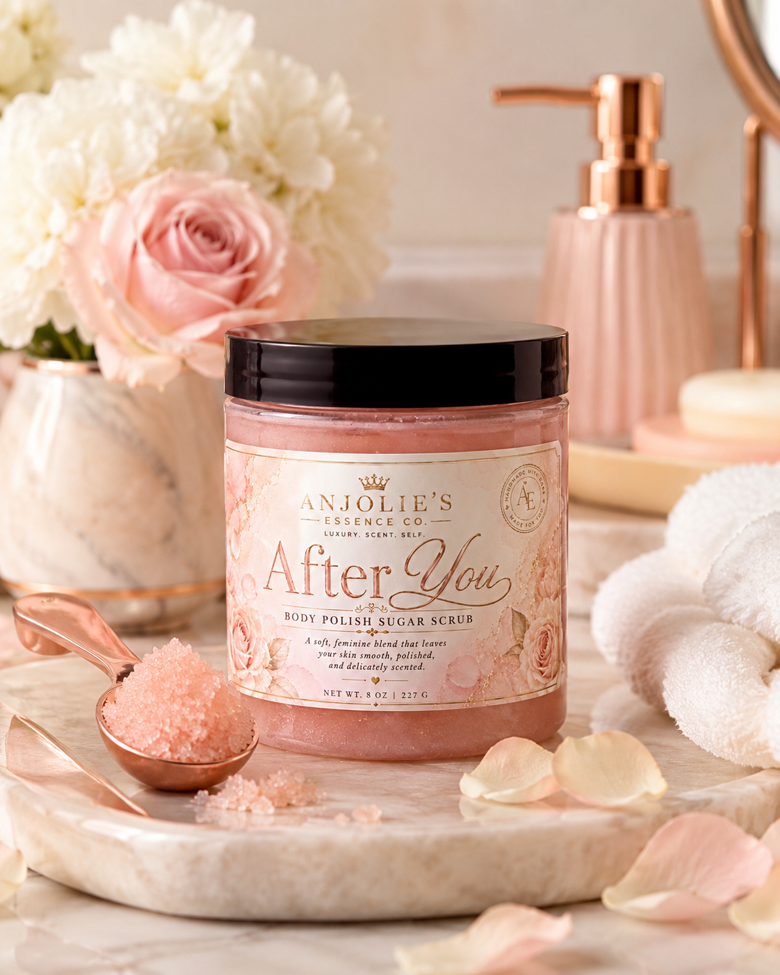 After You Body Polish Sugar Scrub 8 Oz With Soft Floral Musk by Anjolie's Essence Co.