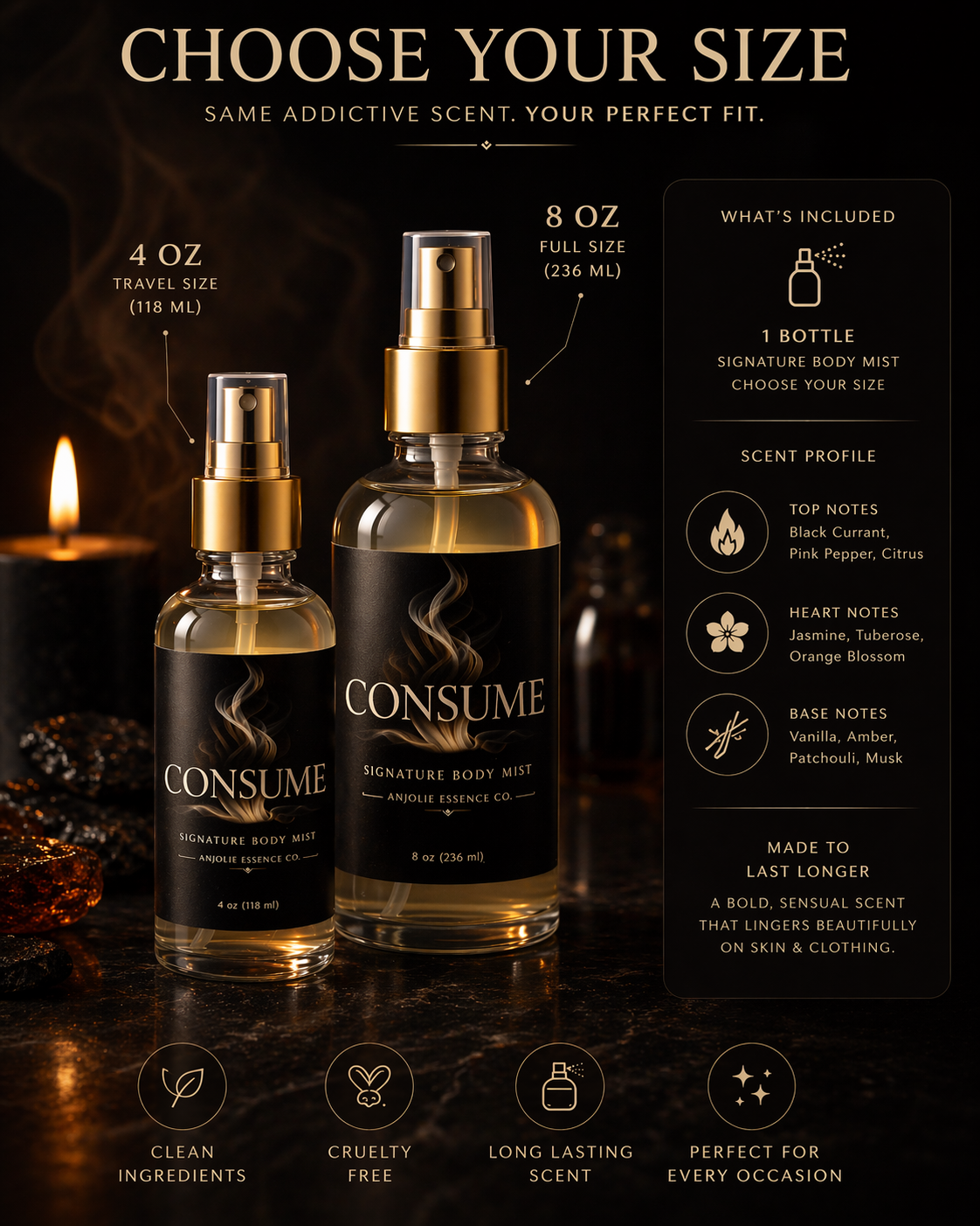 Consume Signature Body Mist For Warm Intimate Scent That Lingers On Skin All Day by Anjolie's Essence Co.