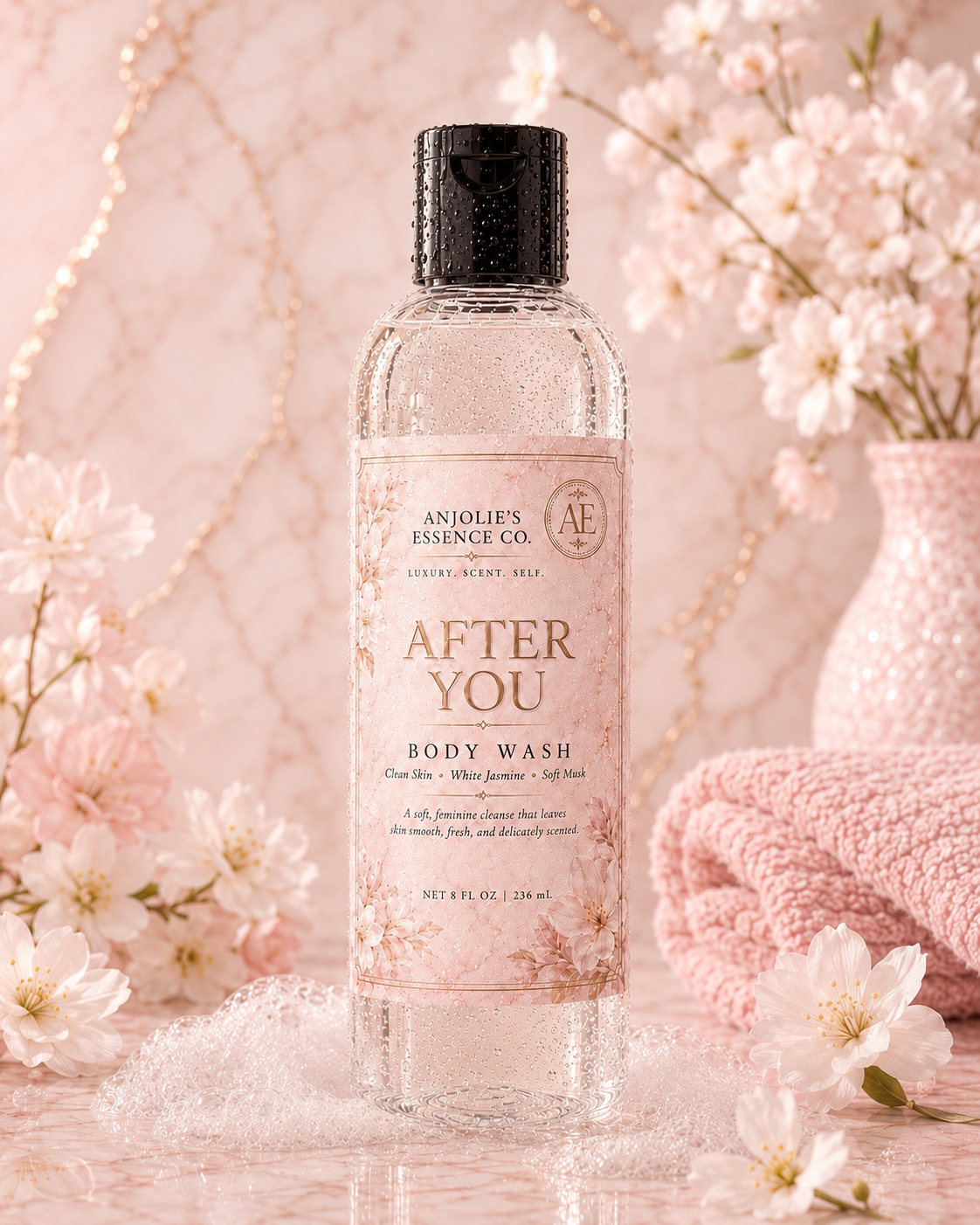 After You Body Wash 8 Oz Soft Floral Musk Shower Gel With Jasmine by Anjolie's Essence Co.