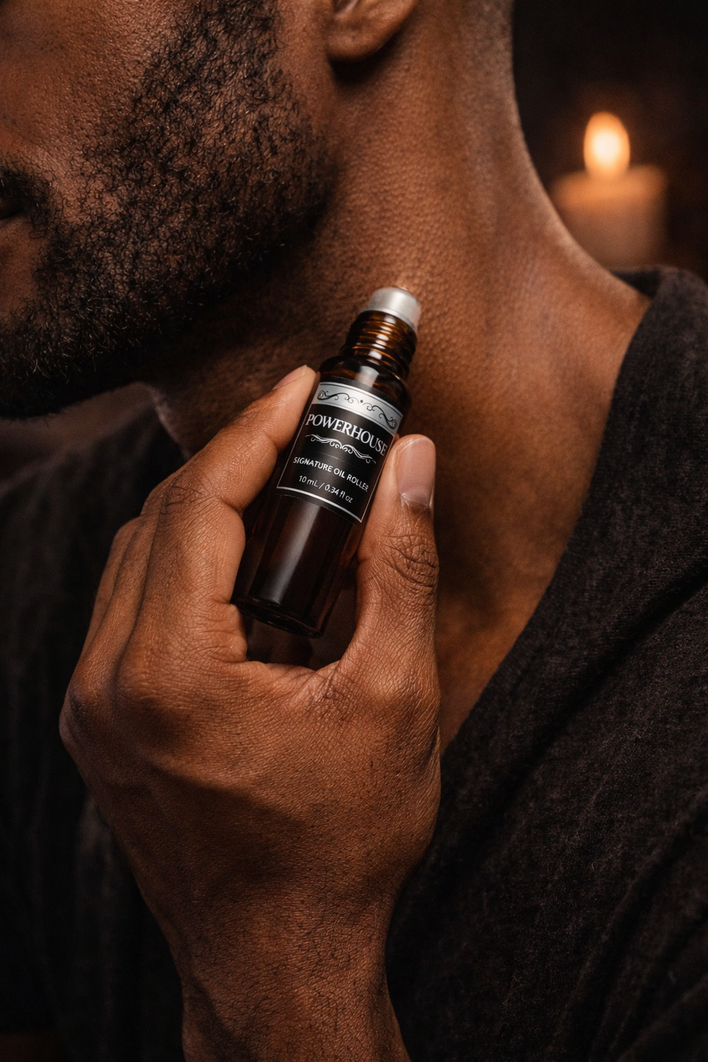 Powerhouse Mens Perfume Oil Roller 10 mL Fresh Woods Amber and Musk by Anjolie's Essence Co.