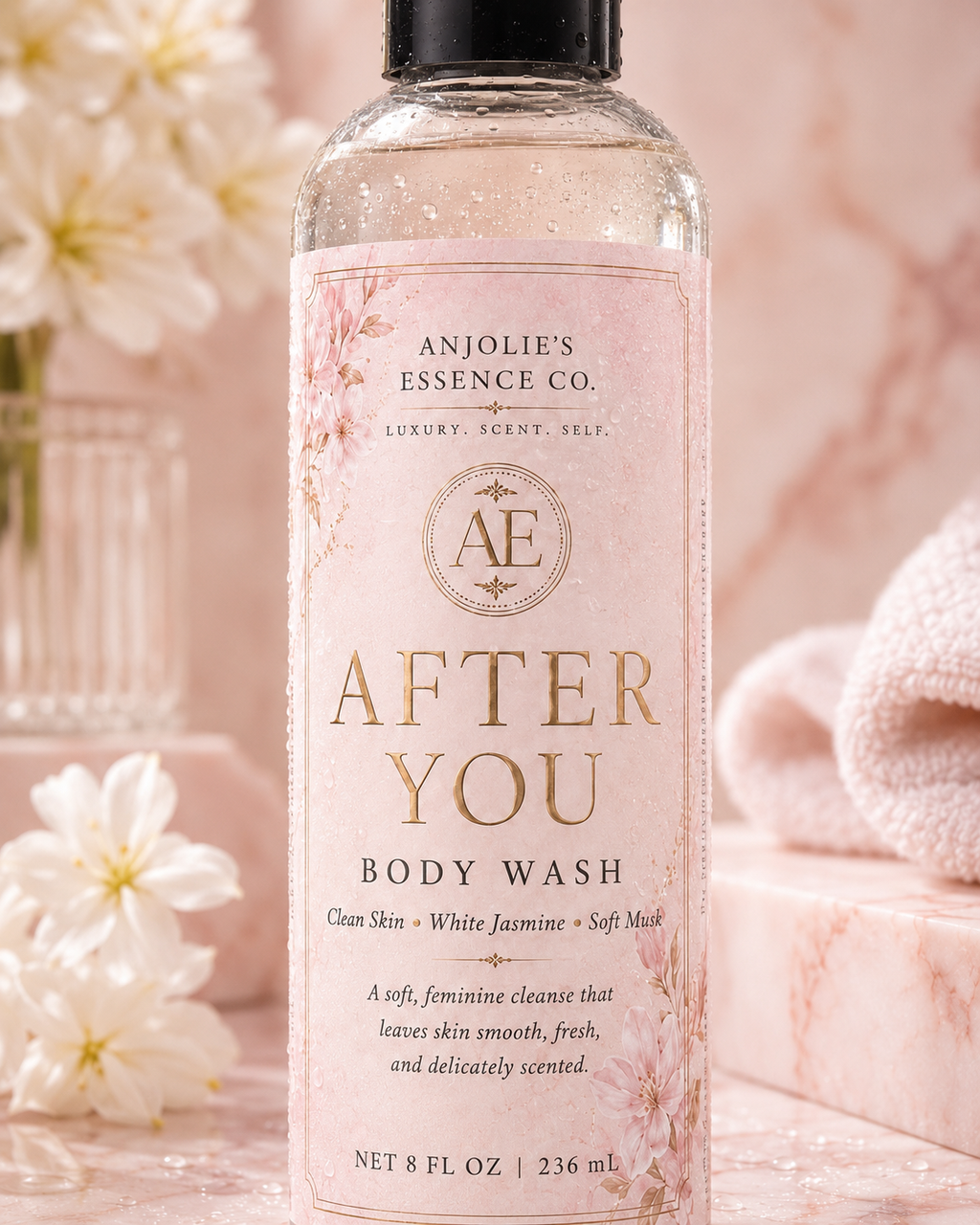 After You Body Wash 8 Oz Soft Floral Musk Shower Gel With Jasmine by Anjolie's Essence Co.