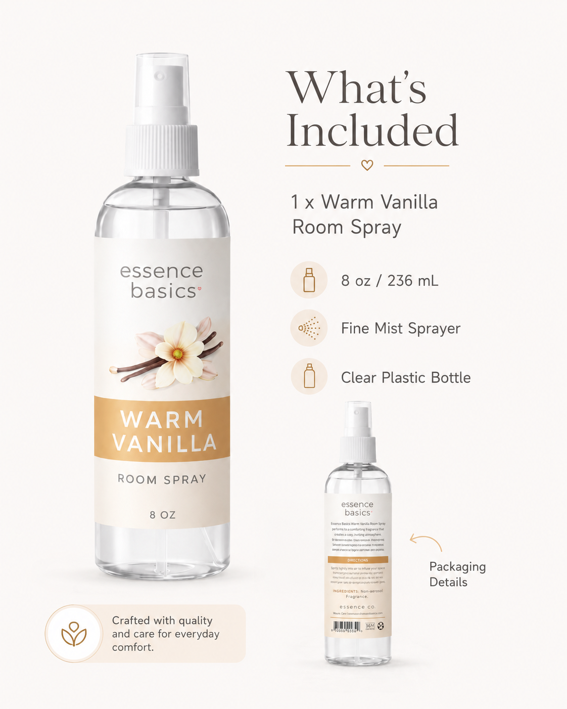 Warm Vanilla Room and Linen Spray Home Fragrance Fabric Mist 8 Oz by Anjolie's Essence Co.