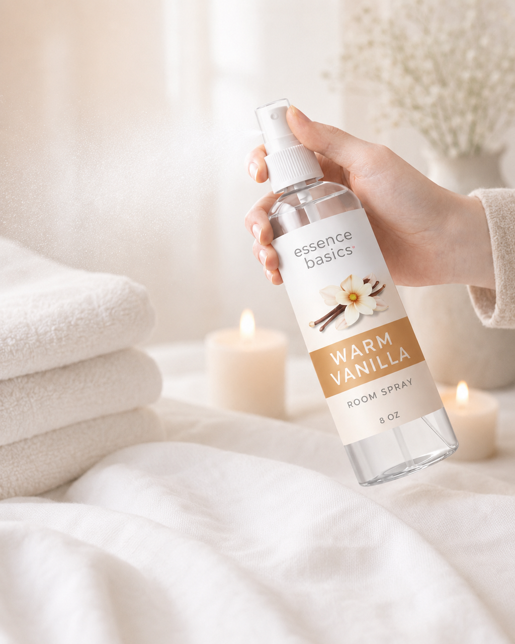 Warm Vanilla Room and Linen Spray Home Fragrance Fabric Mist 8 Oz by Anjolie's Essence Co.