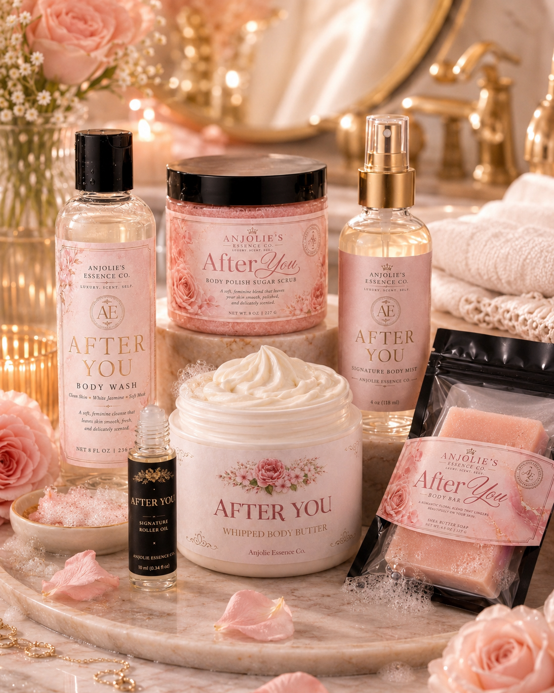 After You 6 Piece Bath And Body Gift Set With Soft Floral Fragrance by Anjolie's Essence Co.