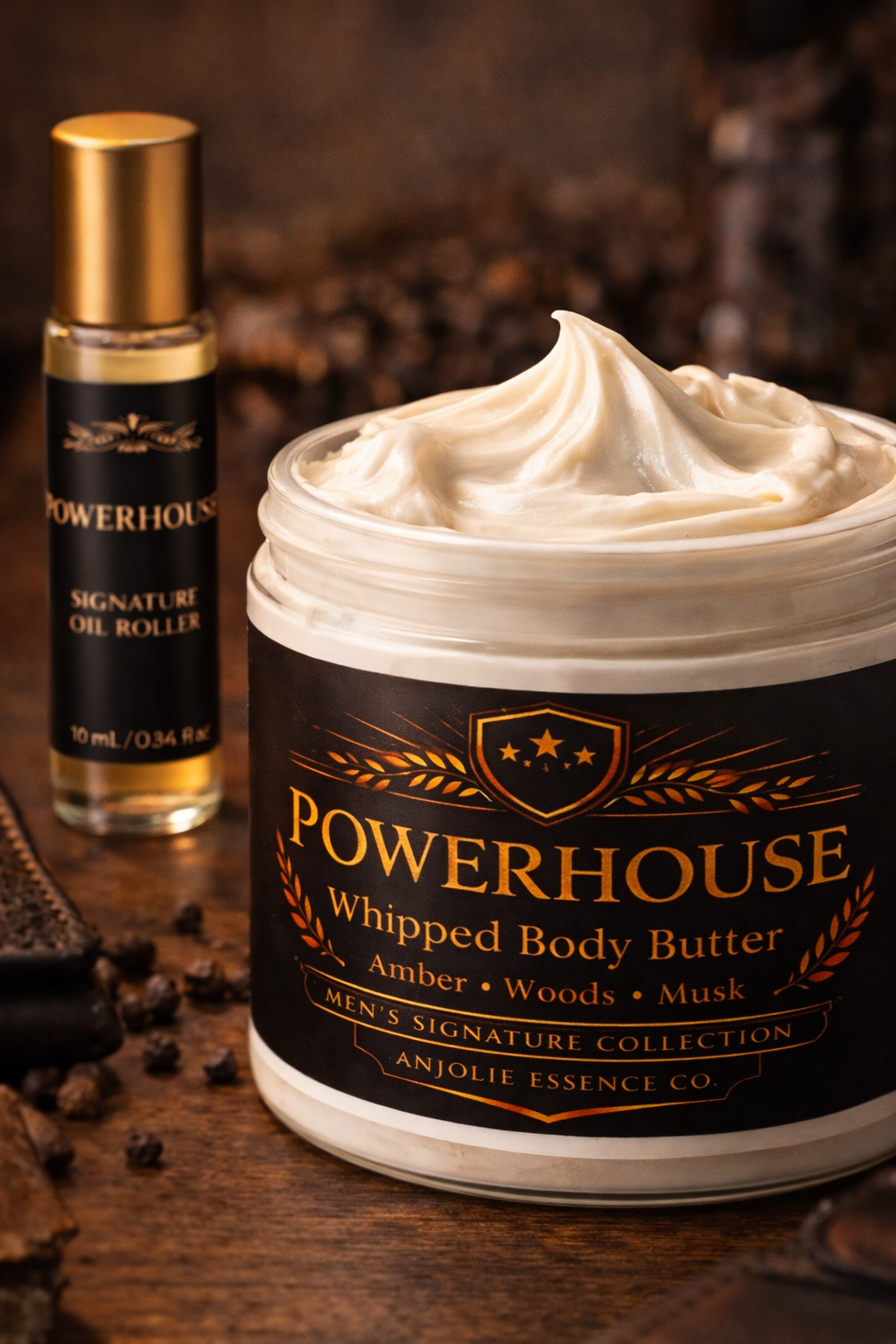 Powerhouse Men Fragrance Layering Set With Perfume Oil Mist And Body Butter by Anjolie's Essence Co.