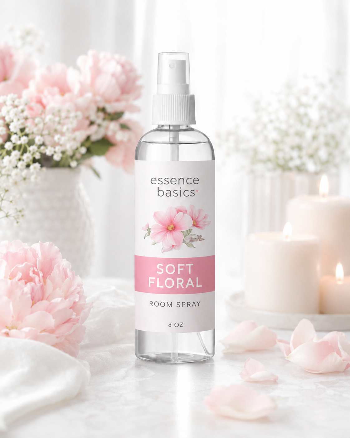Soft Floral Room and Linen Spray 8 Oz Fresh Fabric Mist for Home by Anjolie's Essence Co.
