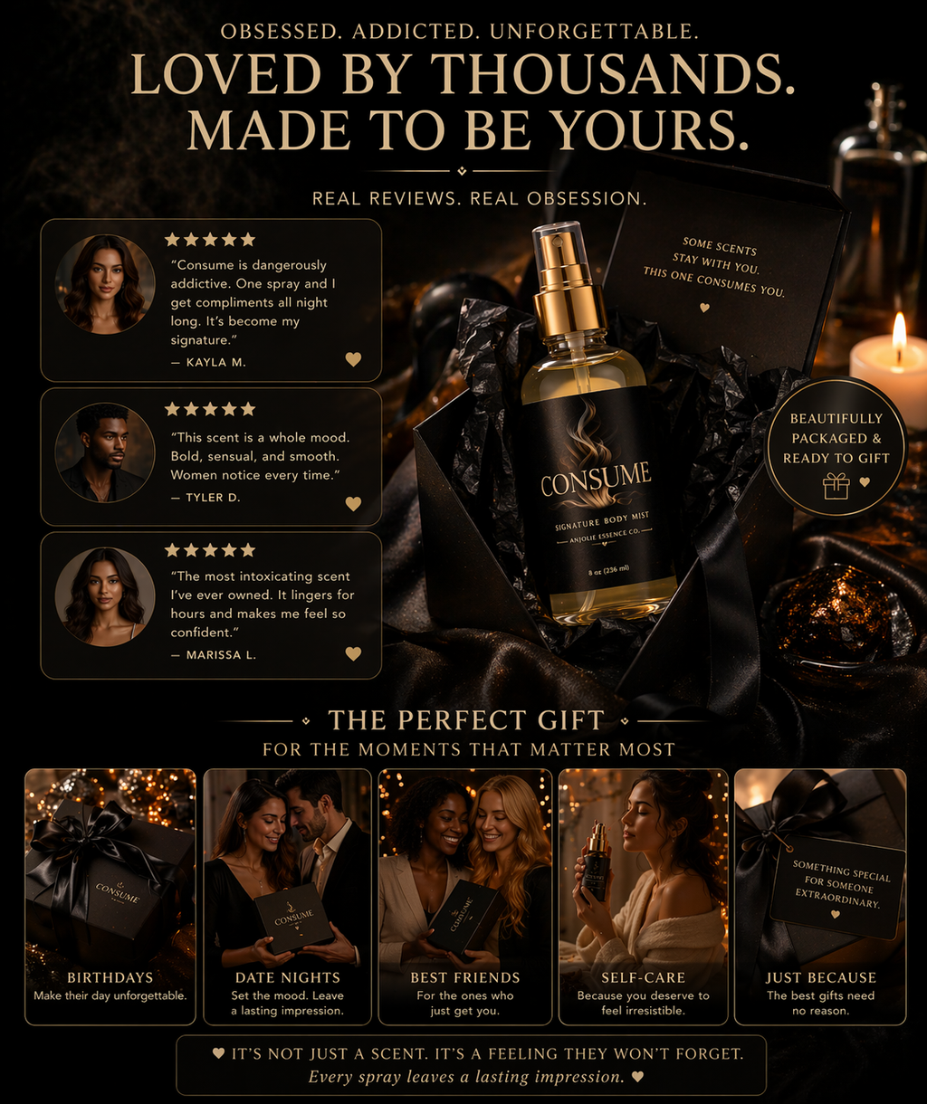 Consume Signature Body Mist For Warm Intimate Scent That Lingers On Skin All Day by Anjolie's Essence Co.