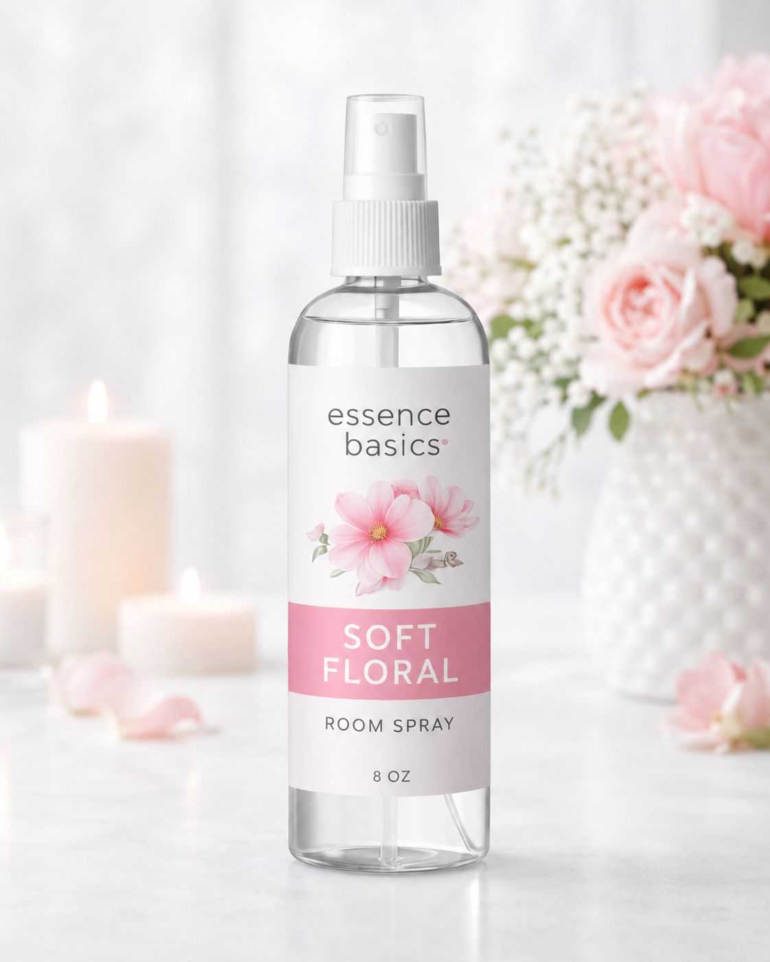 Soft Floral Room and Linen Spray 8 Oz Fresh Fabric Mist for Home by Anjolie's Essence Co.