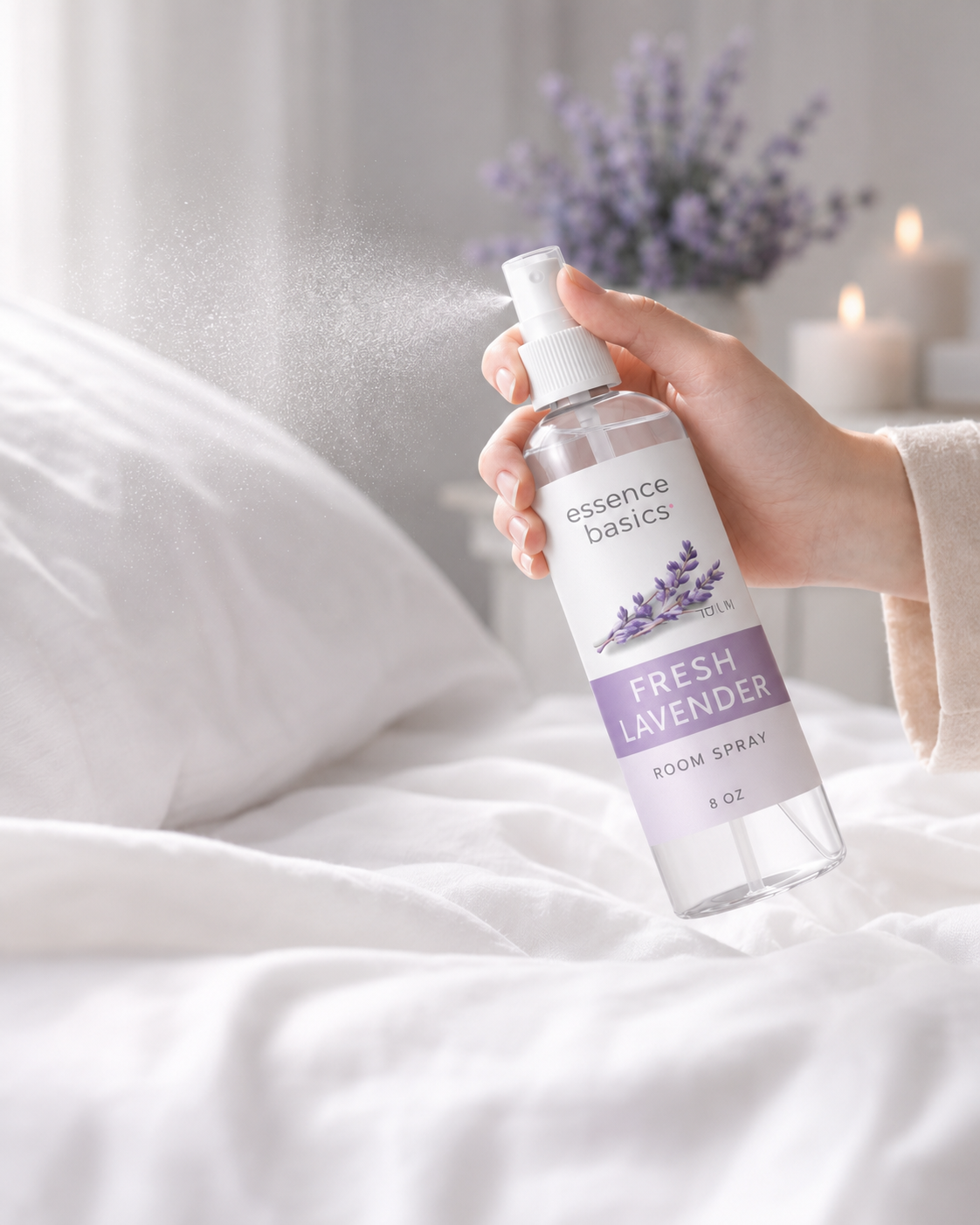 Fresh Lavender Room and Linen Spray 8 Oz Calming Home Fabric Mist by Anjolie's Essence Co.
