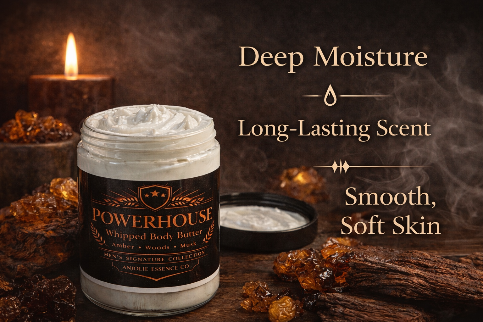 Powerhouse Whipped Body Butter For Men By Anjolie Essence Co Luxurious Hydration And Masculine Scent by Anjolie's Essence Co.