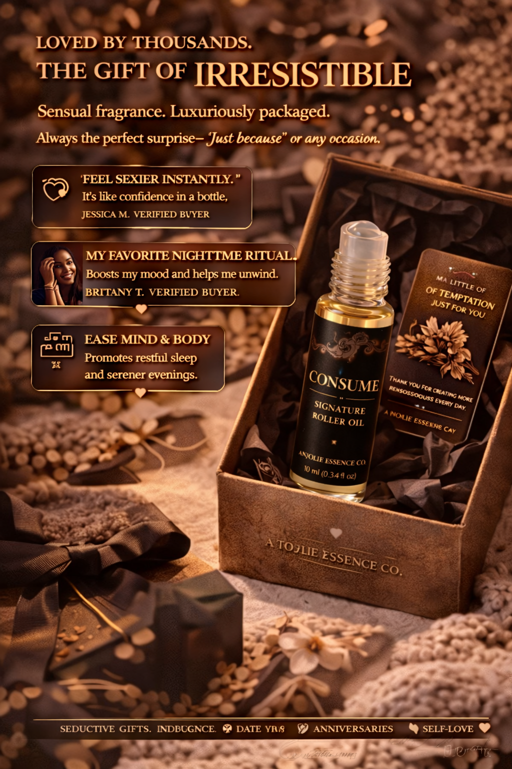 Consume Signature Body Oil Roller Deep Warm Aroma That Lingers Long And Evolves With Your Body Chemistry by Anjolie's Essence Co.