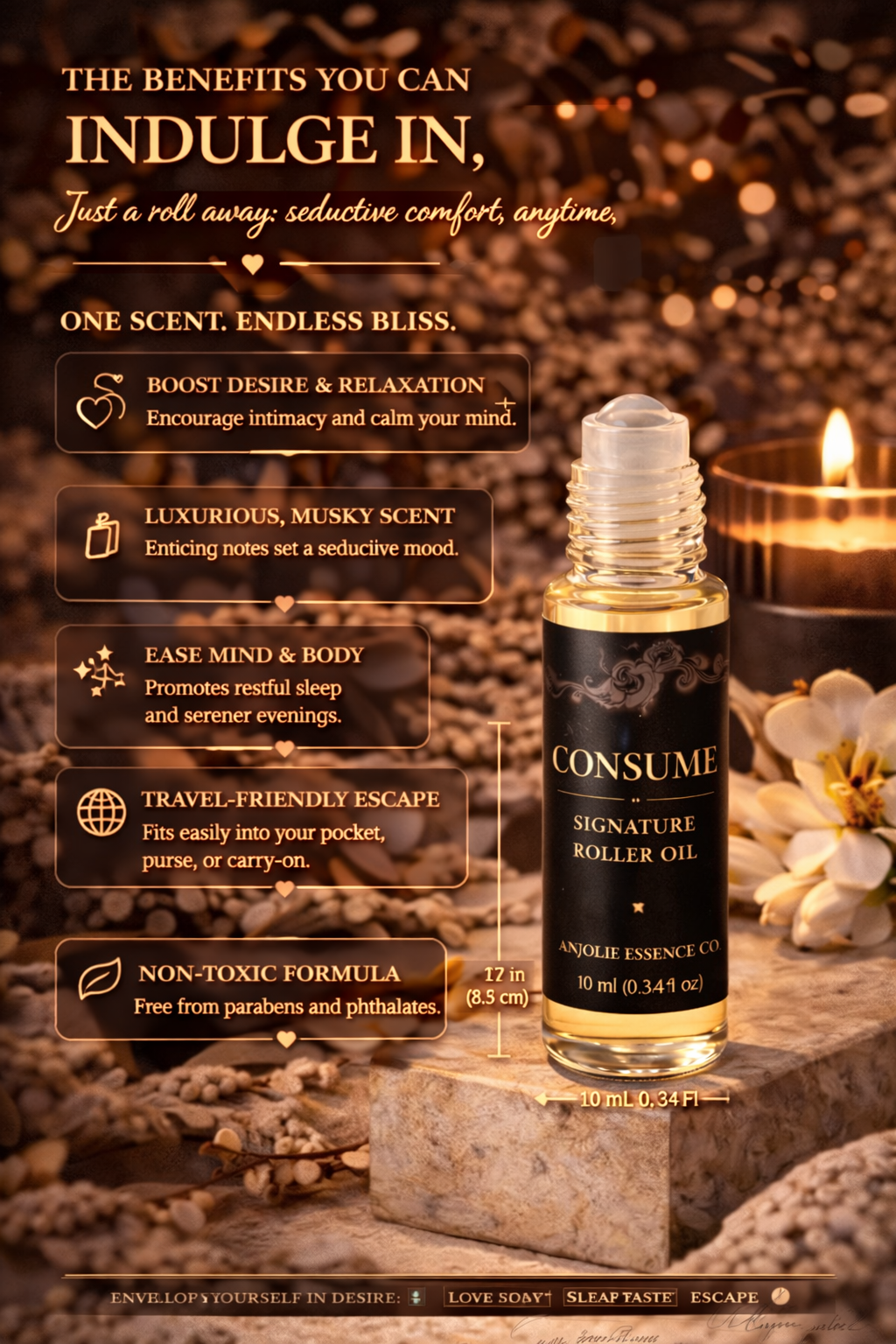 Consume Signature Body Oil Roller Deep Warm Aroma That Lingers Long And Evolves With Your Body Chemistry by Anjolie's Essence Co.