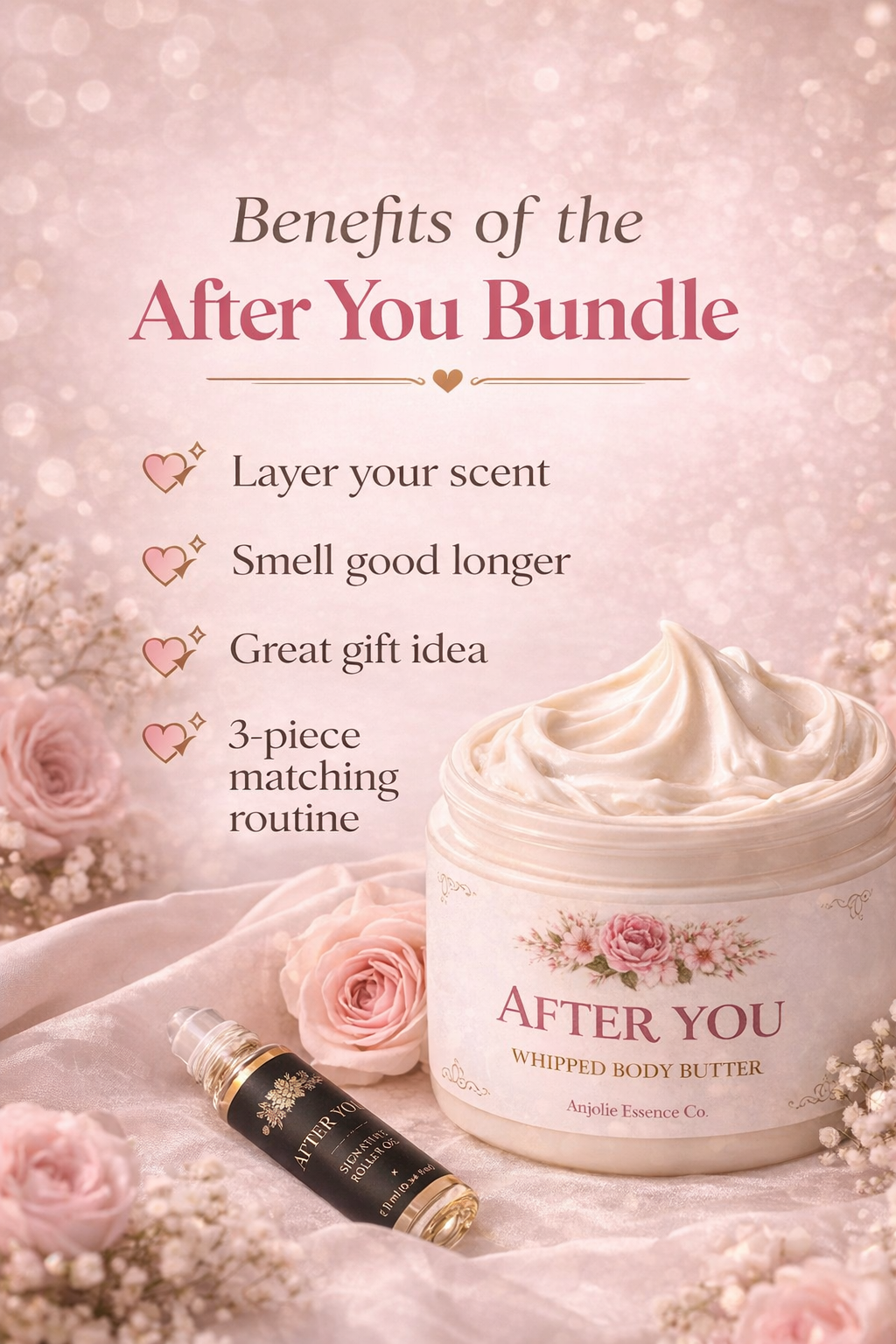 After You Signature Bundle Oil Roller Body Mist And Whipped Body Butter For Everyday Fragrance For Women by Anjolie's Essence Co.