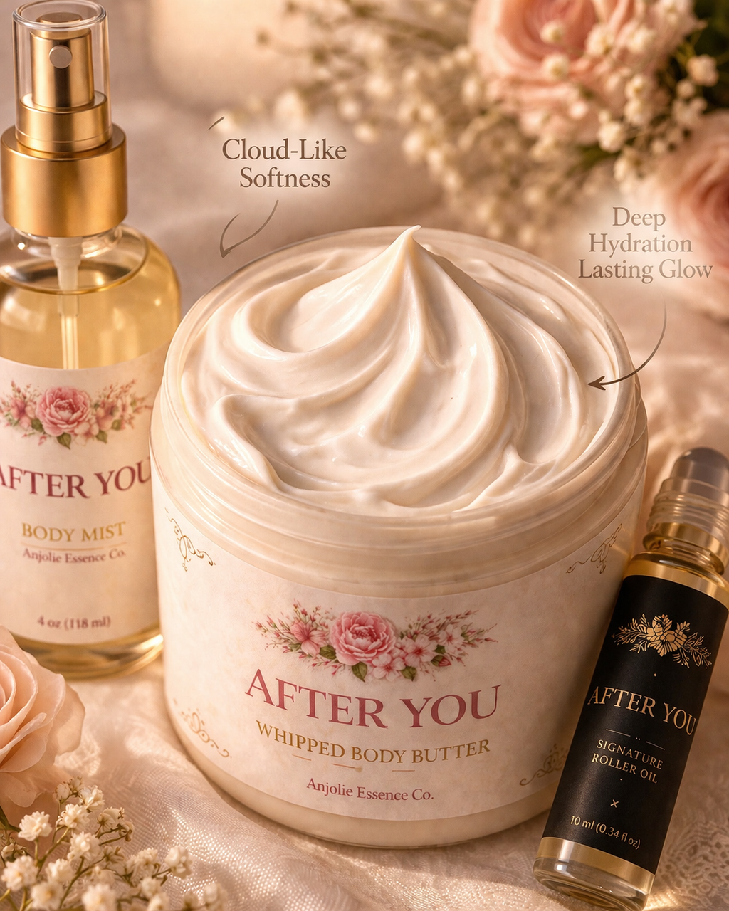After You Signature Bundle Oil Roller Body Mist And Whipped Body Butter For Everyday Fragrance For Women by Anjolie's Essence Co.