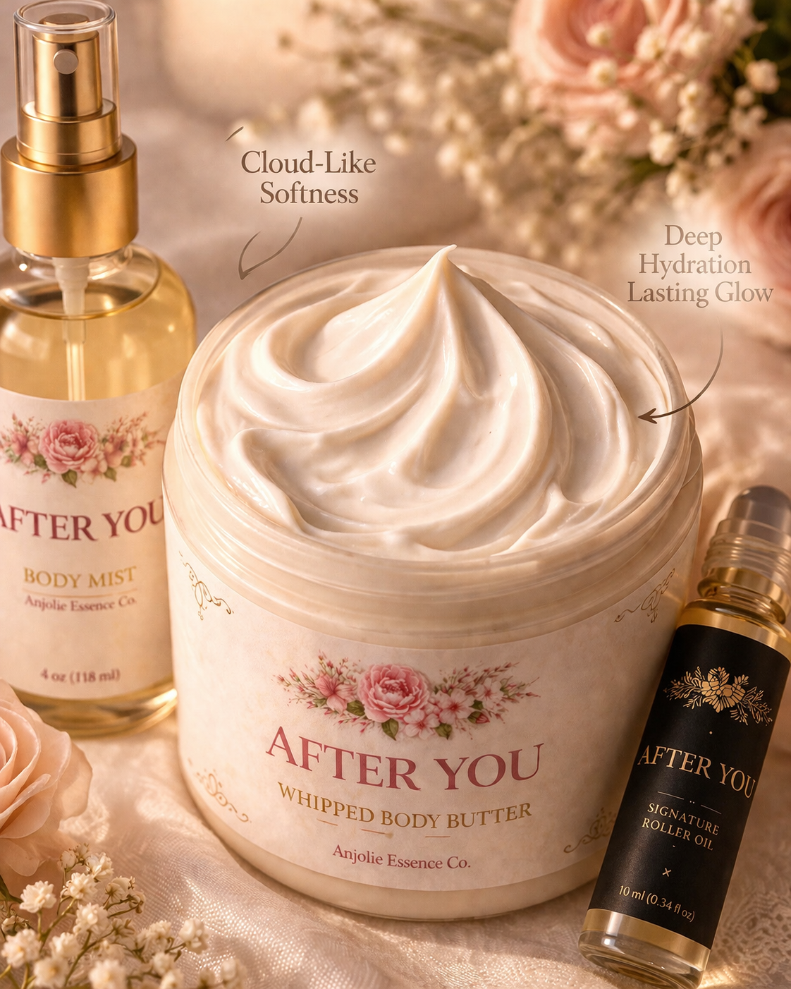 After You Signature Bundle Oil Roller Body Mist And Whipped Body Butter For Everyday Fragrance For Women by Anjolie's Essence Co.