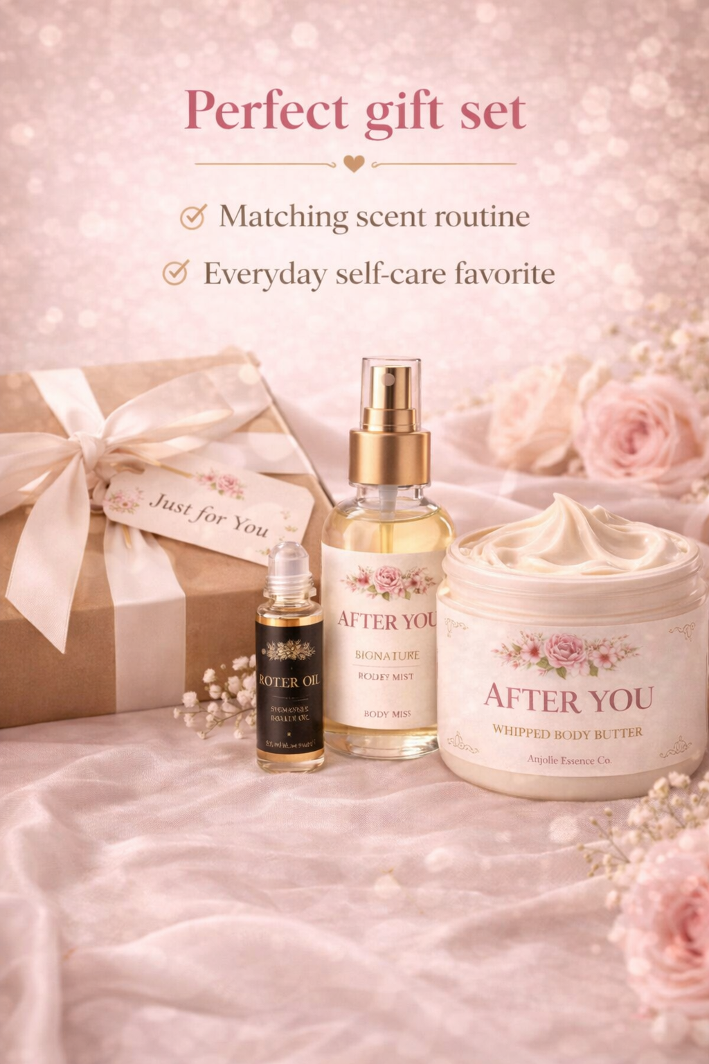 After You Signature Bundle Oil Roller Body Mist And Whipped Body Butter For Everyday Fragrance For Women by Anjolie's Essence Co.