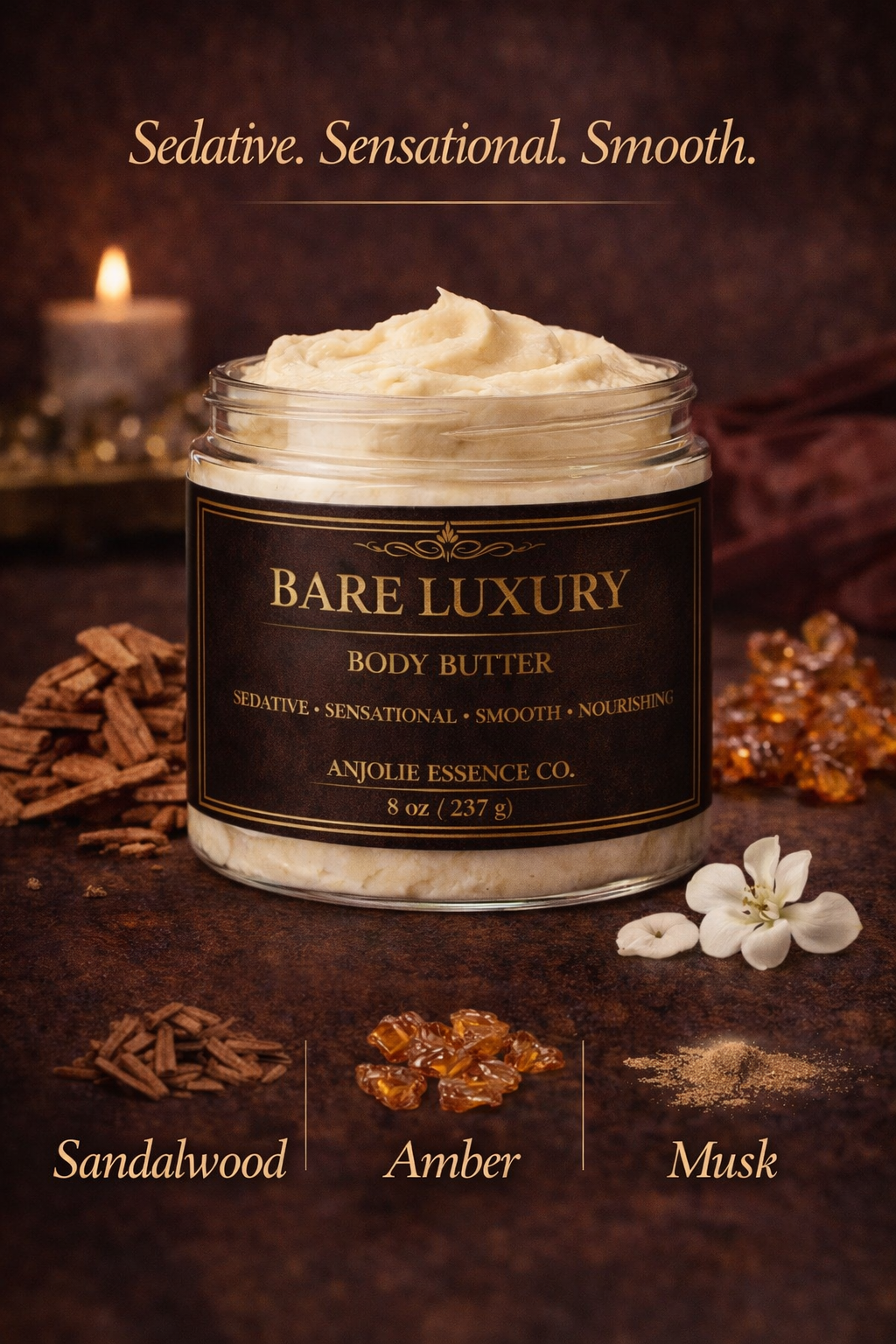 Bare Luxury Whipped Body Butter For Dry Skin Hydration With Shea Mango Butters Luxurious Spa Quality by Anjolie's Essence Co.