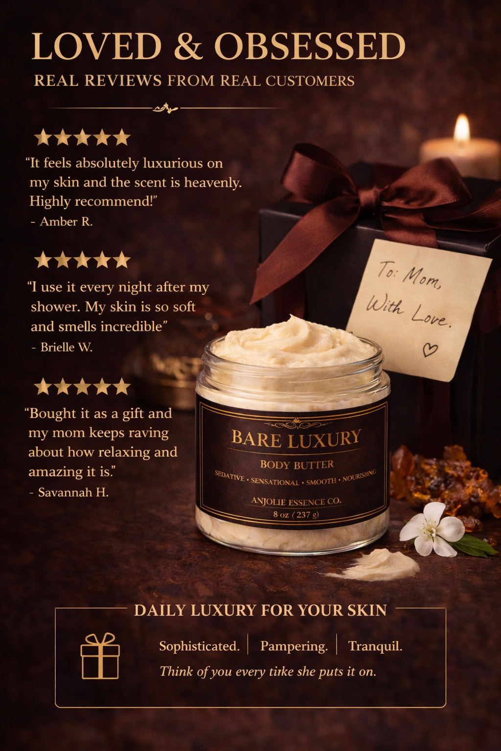 Bare Luxury Whipped Body Butter For Dry Skin Hydration With Shea Mango Butters Luxurious Spa Quality by Anjolie's Essence Co.