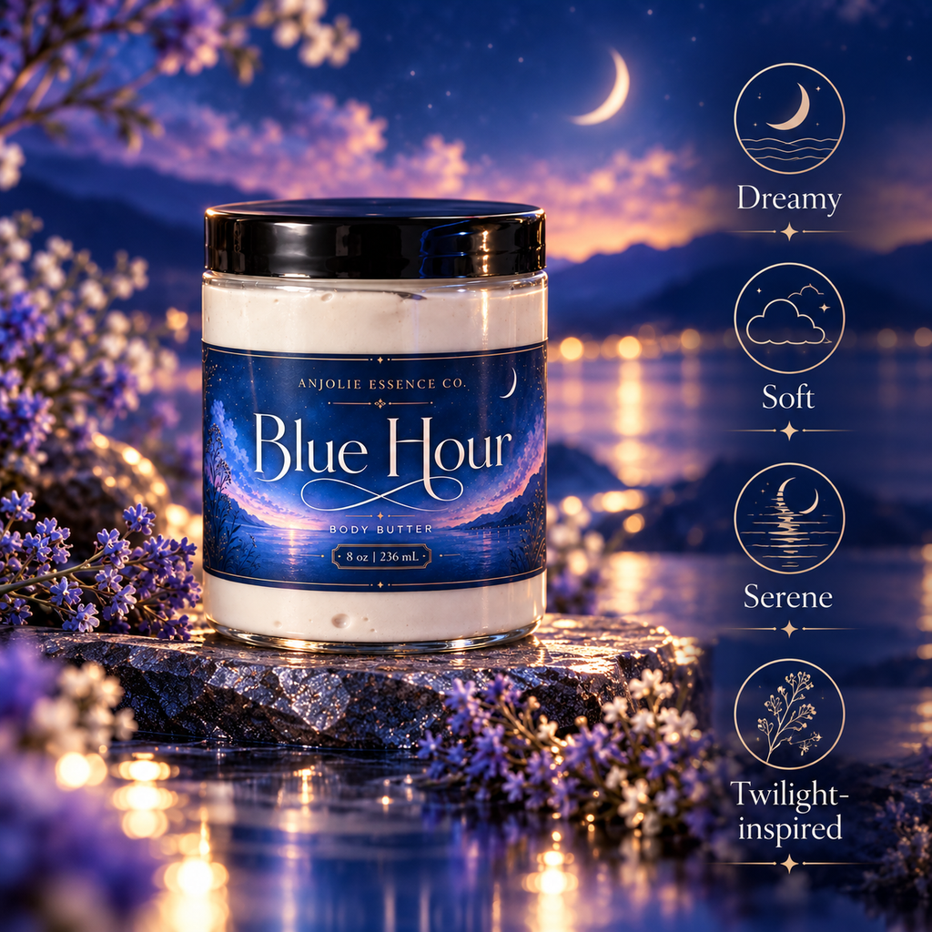 Blue Hour Whipped Body Butter 8 Oz Deeply Moisturizing Skin Care by Anjolie's Essence Co.