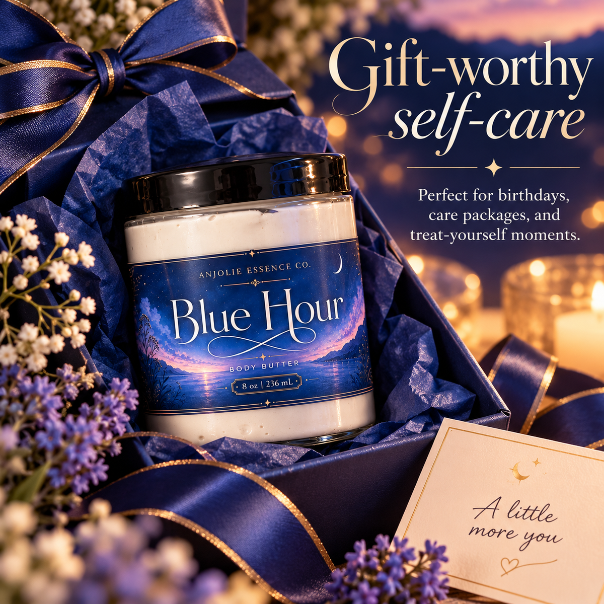Blue Hour Whipped Body Butter 8 Oz Deeply Moisturizing Skin Care by Anjolie's Essence Co.