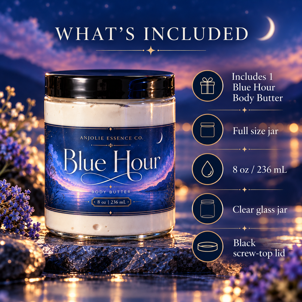 Blue Hour Whipped Body Butter 8 Oz Deeply Moisturizing Skin Care by Anjolie's Essence Co.