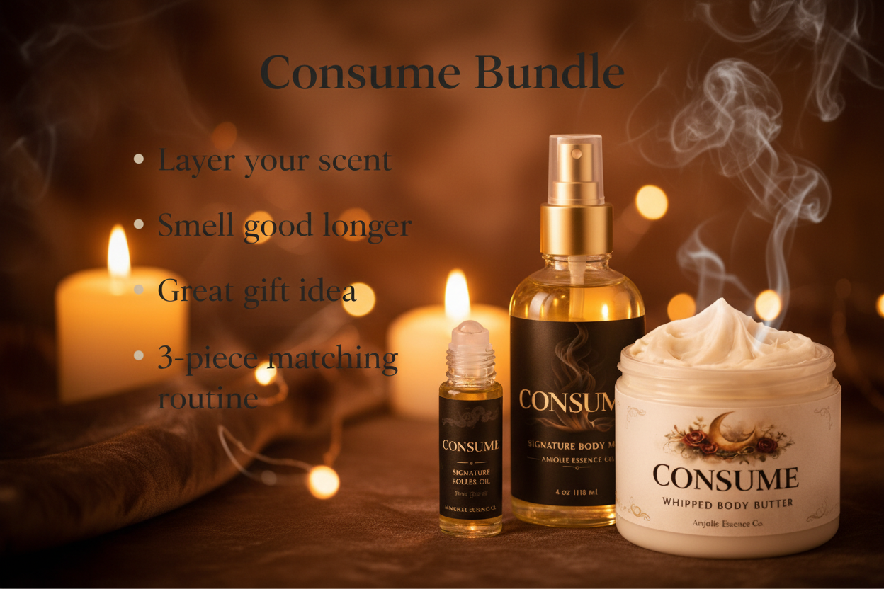Consume Signature Bundle Oil Roller Body Mist Body Butter For Women Luxury Scent Layering by Anjolie's Essence Co.