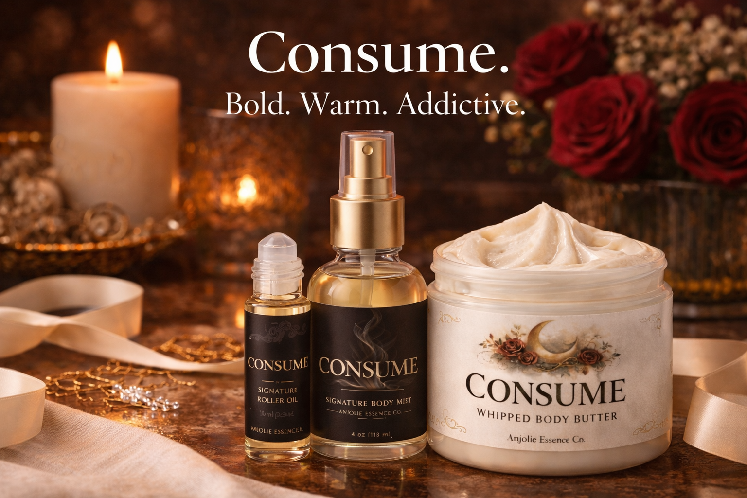 Consume Signature Bundle Oil Roller Body Mist Body Butter For Women Luxury Scent Layering by Anjolie's Essence Co.