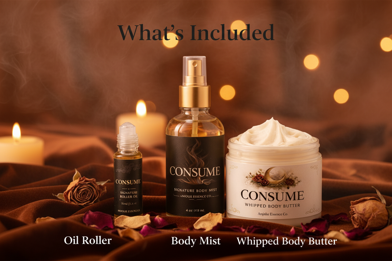 Consume Signature Bundle Oil Roller Body Mist Body Butter For Women Luxury Scent Layering by Anjolie's Essence Co.