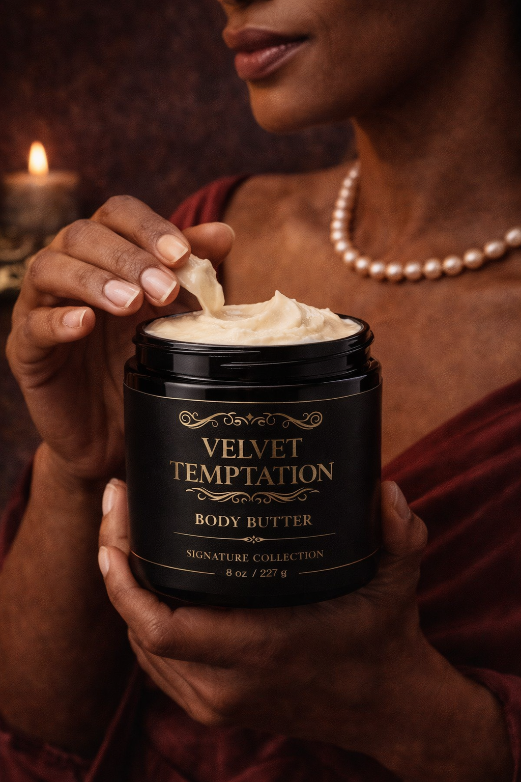Velvet Temptation Whipped Body Butter For Silky Skin Hydration With Warm Vanilla Floral Scent For Women by Anjolie's Essence Co.