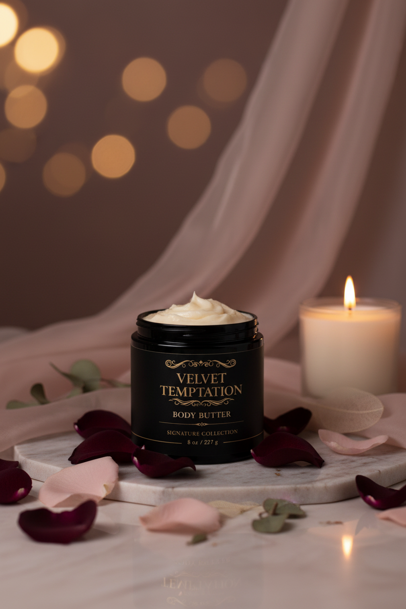 Velvet Temptation Whipped Body Butter For Silky Skin Hydration With Warm Vanilla Floral Scent For Women by Anjolie's Essence Co.